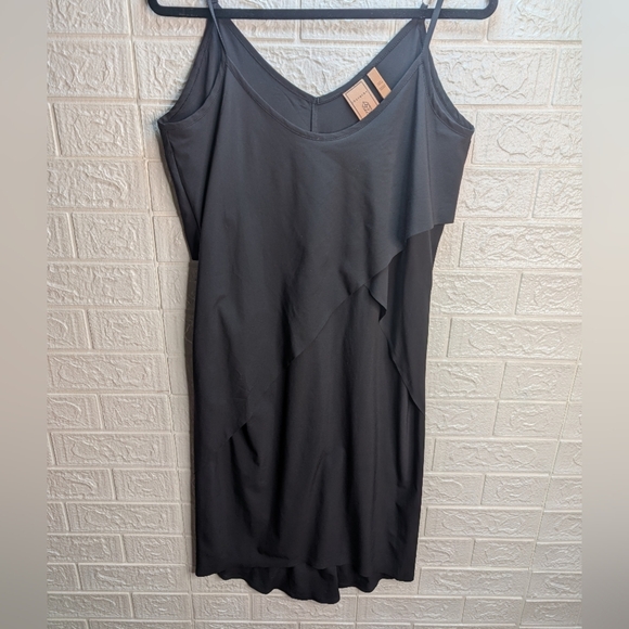 204.indygena Black Asymmetrical Sleeveless Dress - Picture 2 of 8